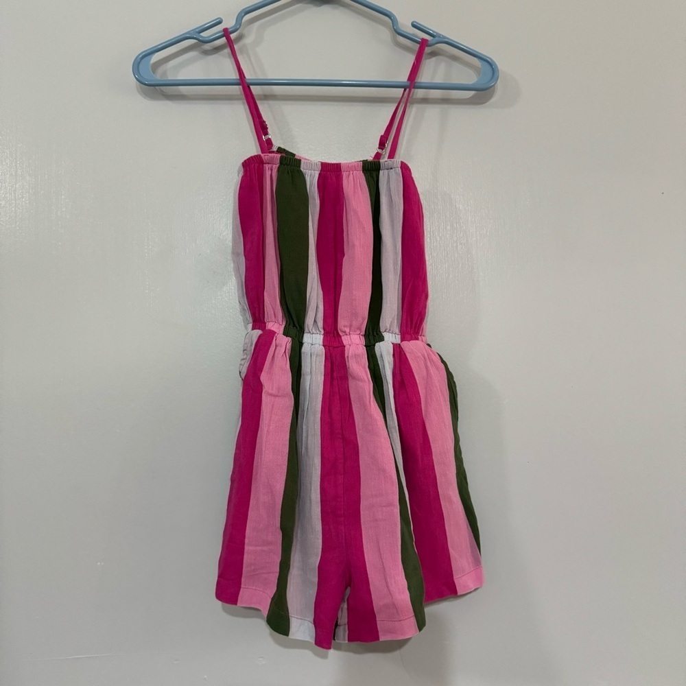 Janie and Jack Pink Striped Romper for Girls Size 12